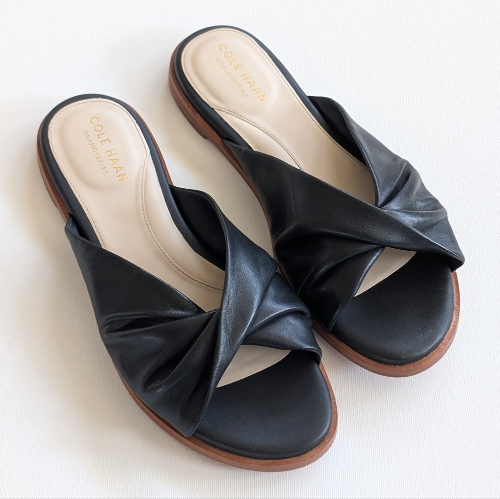Cole Haan Alyx Black Leather Slide Sandal
